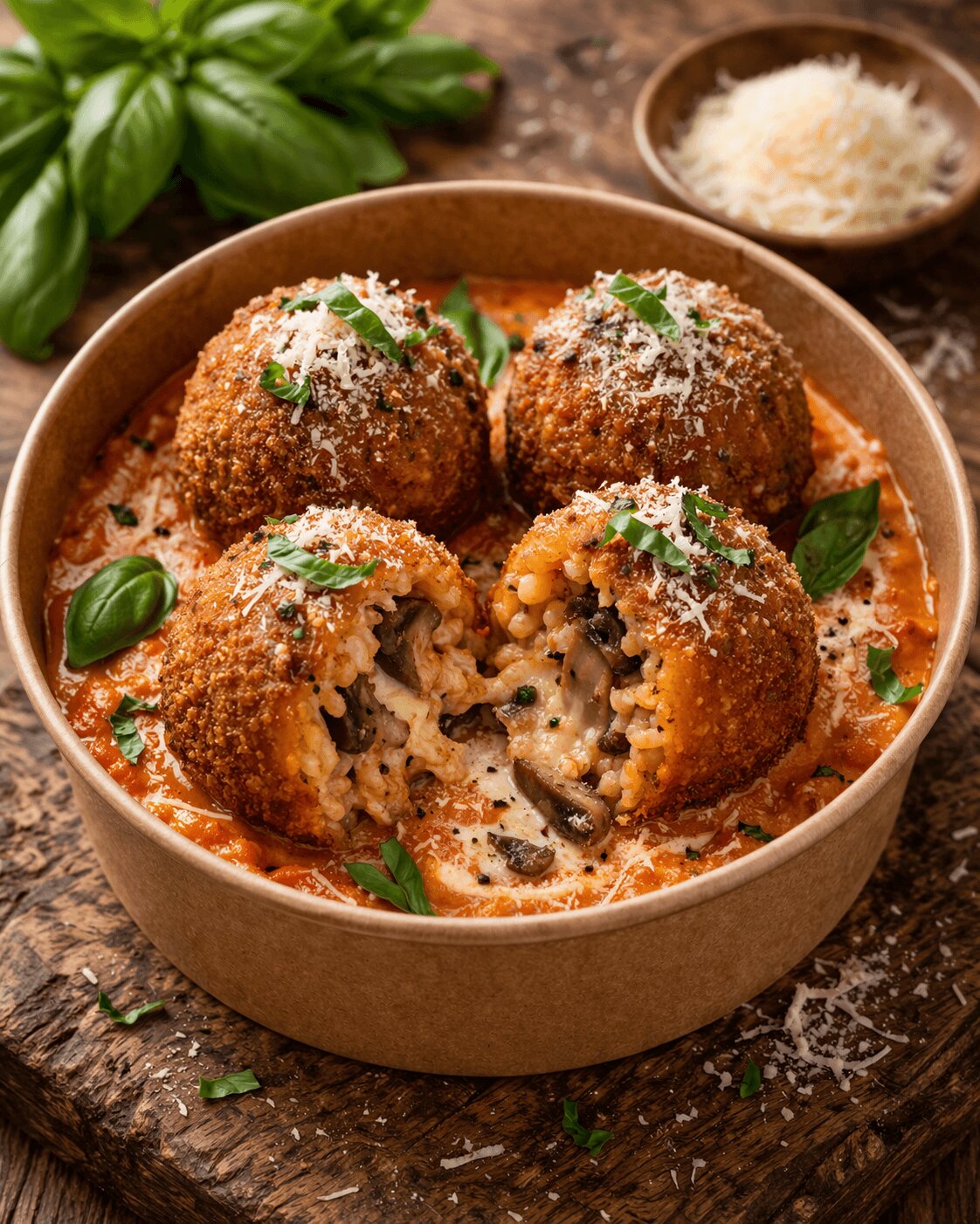 Golden vegetarian arancini